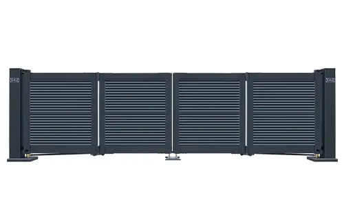 Venetian Blinds Bifolding trackless gate Metal folding gate design QiGong 1